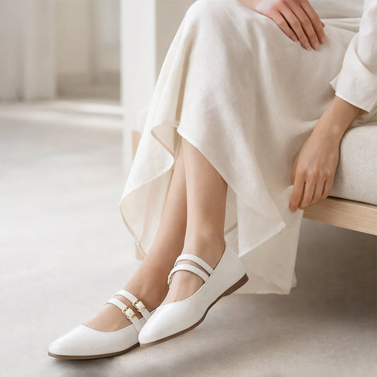 Balerinas para mujer Lady Paulina Confort Charol Blanco