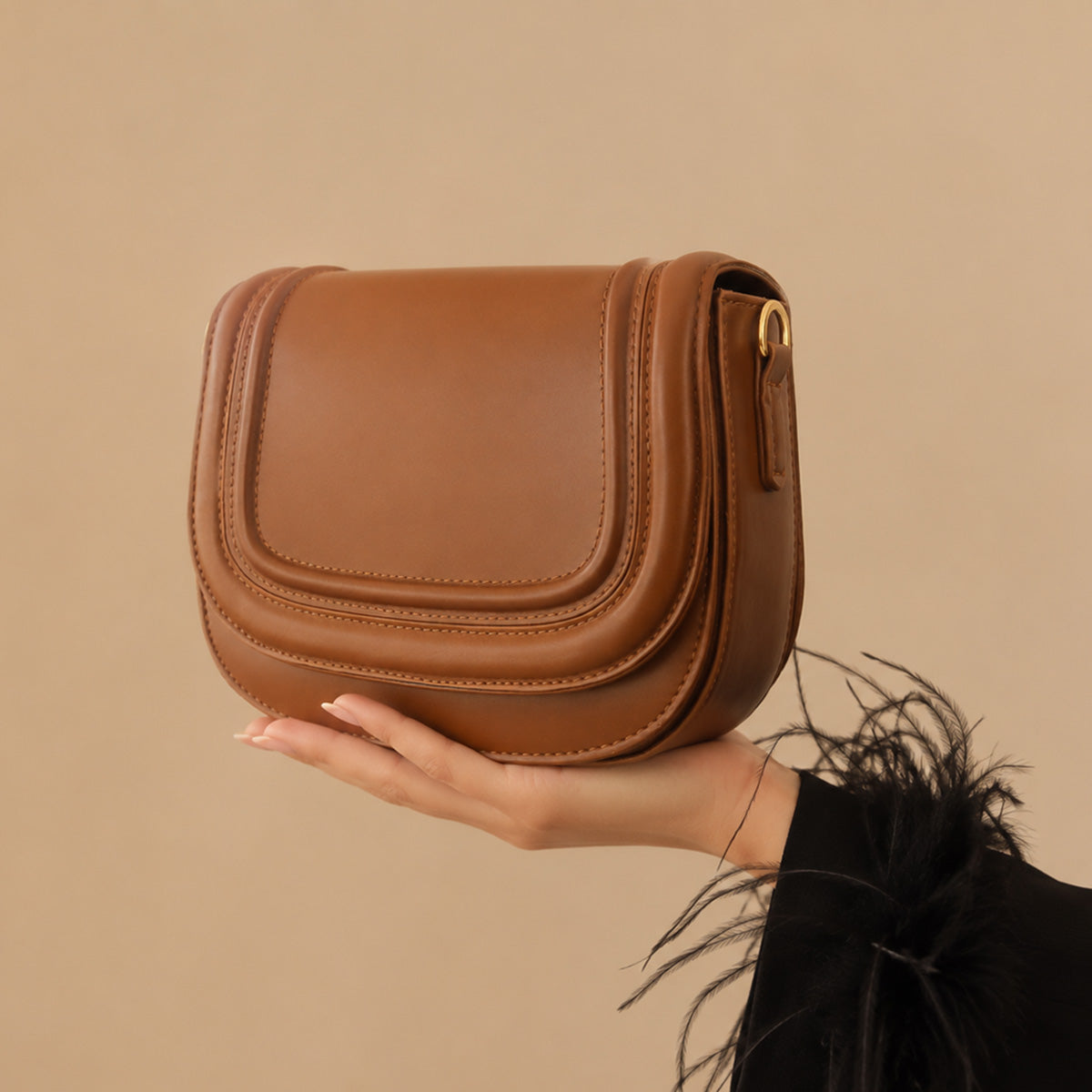 BOLSA LADY PAULINA CROSSBODY TIPO PIEL CAFÉ